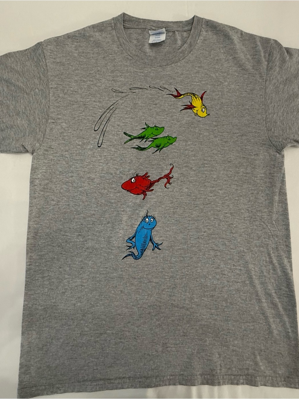 Port & Company Dr. Seuss One Fish Two Fish Graphic Tee Grey Size M
